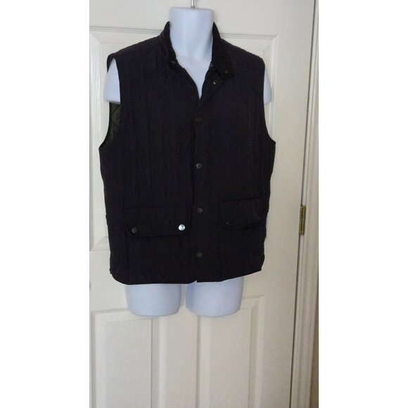 UNTUCKit Woodcrest Vest Men M Black Full Zip Quilted Snaps Pockets Nylon Medium - Picture 1 of 7